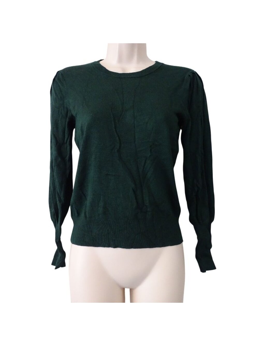 Ann Taylor Green Pullover Sweater Women Size XXSP Puff Sleeve Academia Preppy